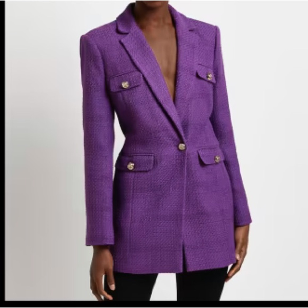 River Island Purple Tailored Tweed Blazer